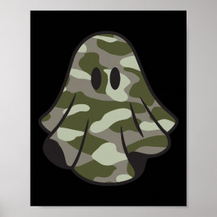 Funny Halloween Camouflage Camouflage Ghost Hello  Poster
