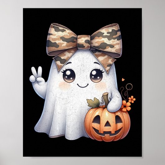 Funny Halloween Camouflage Camouflage Ghost Hello Poster (Vorne)