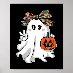Funny Halloween Camouflage Camouflage Ghost Hello  Poster
