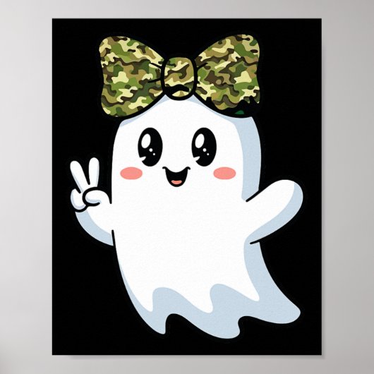 Funny Halloween Camouflage Camouflage Ghost Hello Poster (Vorne)