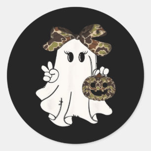 Funny Halloween Camouflage Camouflage Ghost Hello Runder Aufkleber