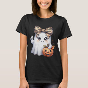 Funny Halloween Camouflage Camouflage Ghost Hello  T-Shirt