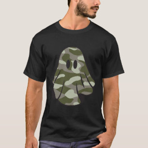 Funny Halloween Camouflage Camouflage Ghost Hello  T-Shirt