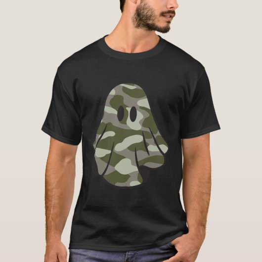 Funny Halloween Camouflage Camouflage Ghost Hello T-Shirt (Vorderseite)