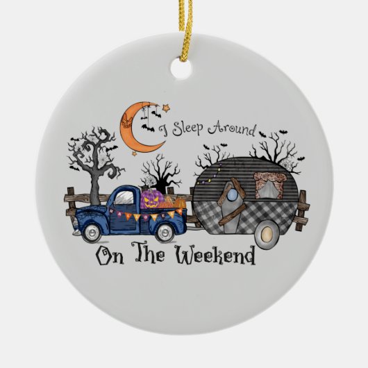 Funny Halloween Camping Keramik Ornament (Vorne)