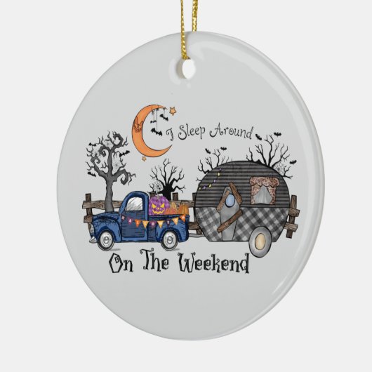Funny Halloween Camping Keramik Ornament (Links)
