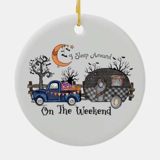 Funny Halloween Camping Keramik Ornament (Hinten)