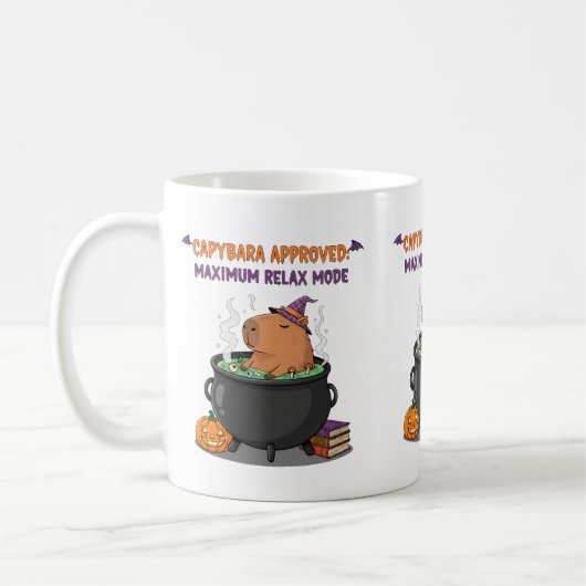 Funny Halloween Capybara Hexenassistent Cauldron Kaffeetasse (Links)