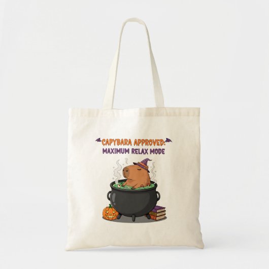 Funny Halloween Capybara Hexenassistent Cauldron Tragetasche (Vorne)