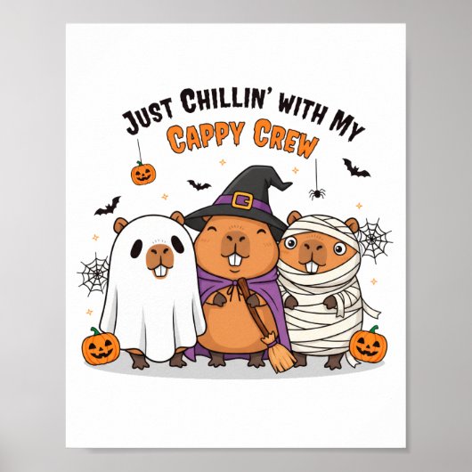 Funny Halloween Capybara Niedliche Cappy Crew Maue Poster (Vorne)