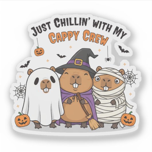 Funny Halloween Capybara Niedlicher Cartoon "Cappy Aufkleber (Vorderseite)