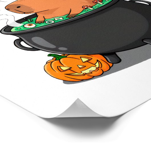 Funny Halloween Capybara Zauberer Hexe Cauldron Poster (Ecke)