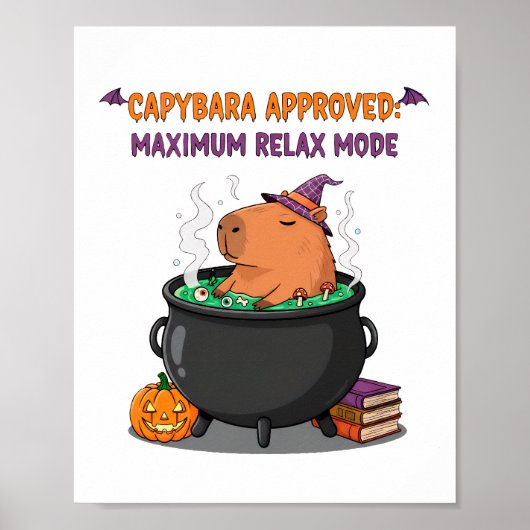 Funny Halloween Capybara Zauberer Hexe Cauldron Poster (Vorne)