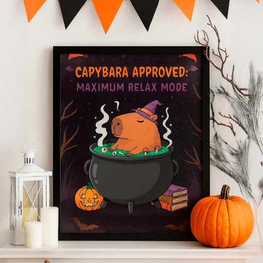 Funny Halloween Capybara Zauberer Hexe Cauldron Poster