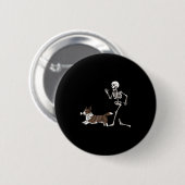 Funny Halloween Cardigan Welsh Corgi and Skeleton Button (Vorne & Hinten)
