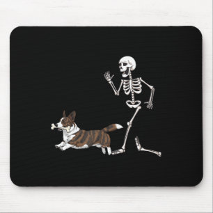 Funny Halloween Cardigan Welsh Corgi and Skeleton Mousepad