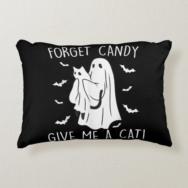 Funny Halloween Cat Ghost vergessen Candy Give me  Dekokissen (Vorderseite)