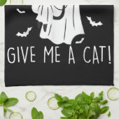 Funny Halloween Cat Ghost vergessen Candy Give me Geschirrtuch (Gefaltet)