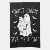 Funny Halloween Cat Ghost vergessen Candy Give me Geschirrtuch (Vertikal)