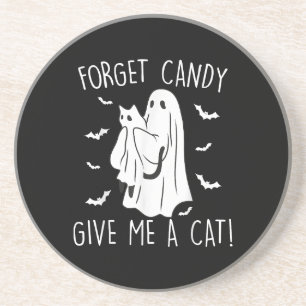 Funny Halloween Cat Ghost vergessen Candy Give me Getränkeuntersetzer