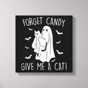Funny Halloween Cat Ghost vergessen Candy Give me  Leinwanddruck