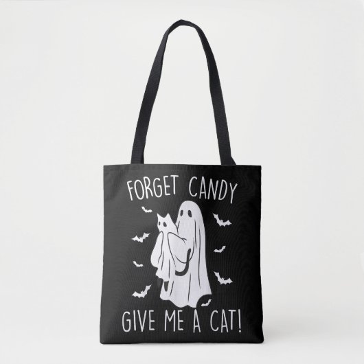 Funny Halloween Cat Ghost vergessen Candy Give me Tasche (Vorderseite)