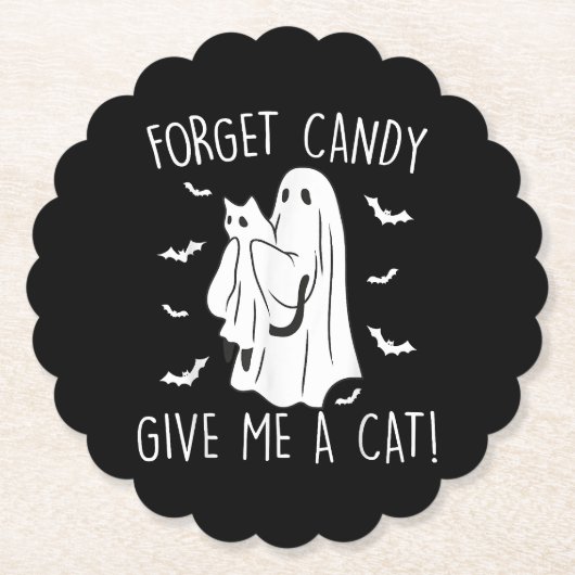 Funny Halloween Cat Ghost vergessen Candy Give me Untersetzer (Vorderseite)