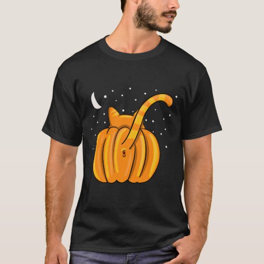 Funny Halloween Cat Hintern Pumpkin Orange Tab T-Shirt (Vorderseite)