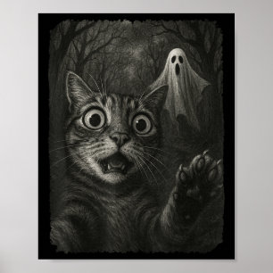 Funny Halloween Cat Selfie mit Soky Cat Ghost Lov Poster