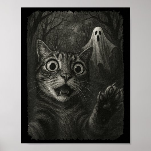 Funny Halloween Cat Selfie mit Soky Cat Ghost Lov Poster (Vorne)
