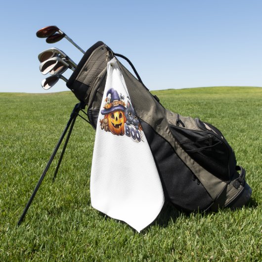 Funny Halloween Cat Sticker - Hexenhut, Pumpkin a Golfhandtuch (Gras)