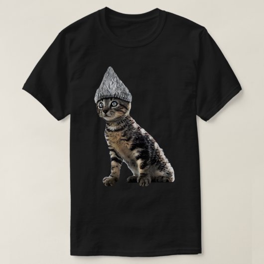 Funny Halloween Cat Tin Foil Hat Verschwörung für  T-Shirt (Design vorne)