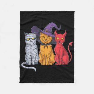 Funny Halloween Cat Trio Kostüm Hexe Mummy Devil Fleecedecke