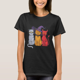 Funny Halloween Cat Trio Kostüm Hexe Mummy Devil T-Shirt