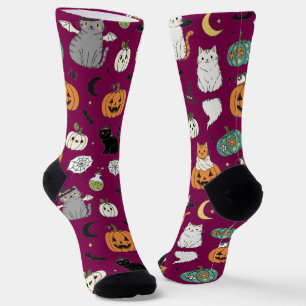Funny Halloween Cats und Pumpkins Socken