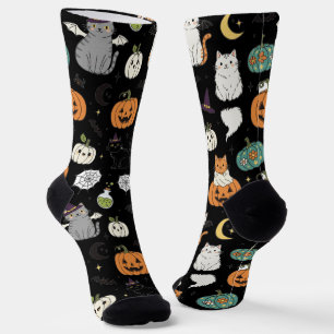 Funny Halloween Cats und Pumpkins Socken