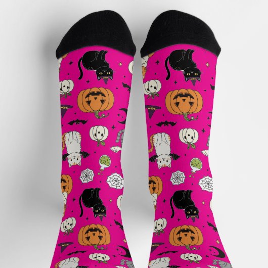 Funny Halloween Cats und Pumpkins Socken (Oben)