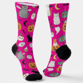Funny Halloween Cats und Pumpkins Socken (Gewinkelt)