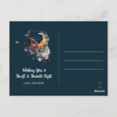 Funny Halloween Cauldron Flying Broom Basic Hexe Postkarte (Rückseite)