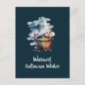Funny Halloween Cauldron Flying Broom Basic Hexe Postkarte (Vorderseite)