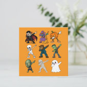 Funny Halloween Characters Dabbing Einladung (Stehend Vorderseite)