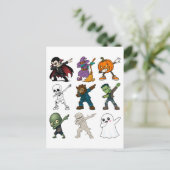 Funny Halloween Characters Dabbing Postkarte (Stehend Vorderseite)
