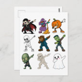 Funny Halloween Characters Dabbing Postkarte (Vorne/Hinten)