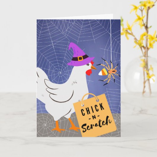 Funny Halloween Chicken Scratch Puns Karte (Gelbe Blume)
