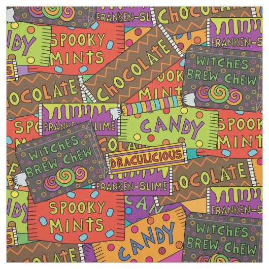 Funny Halloween Chocolate Candy Pattern Stoff (Muster)