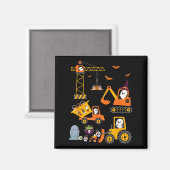 Funny Halloween Construction Trucks Pumpkin Toddle Magnet (Vorderseite/Rückseite)