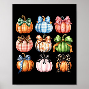 Funny Halloween Coquette Bow Pumpkin Autumn Danke Poster