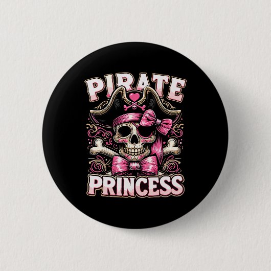 Funny Halloween Costume Pirate Princess Coquette B Button (Vorderseite)