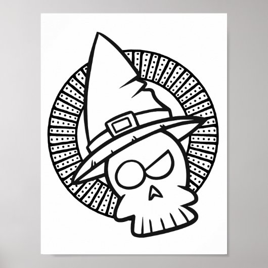 Funny Halloween Cynic Skull Coloring Page Poster (Vorne)
