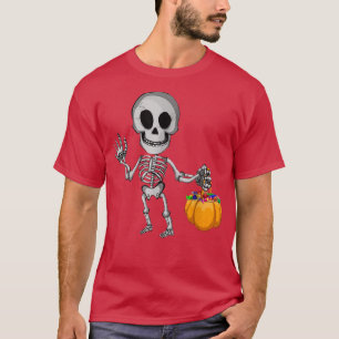 Funny Halloween Dabbing Skelettin Pumpkin Für Männ T-Shirt